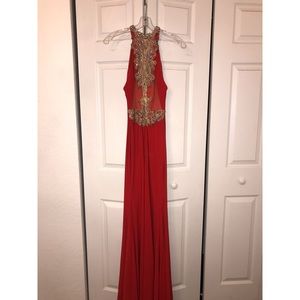 Red beaded gown